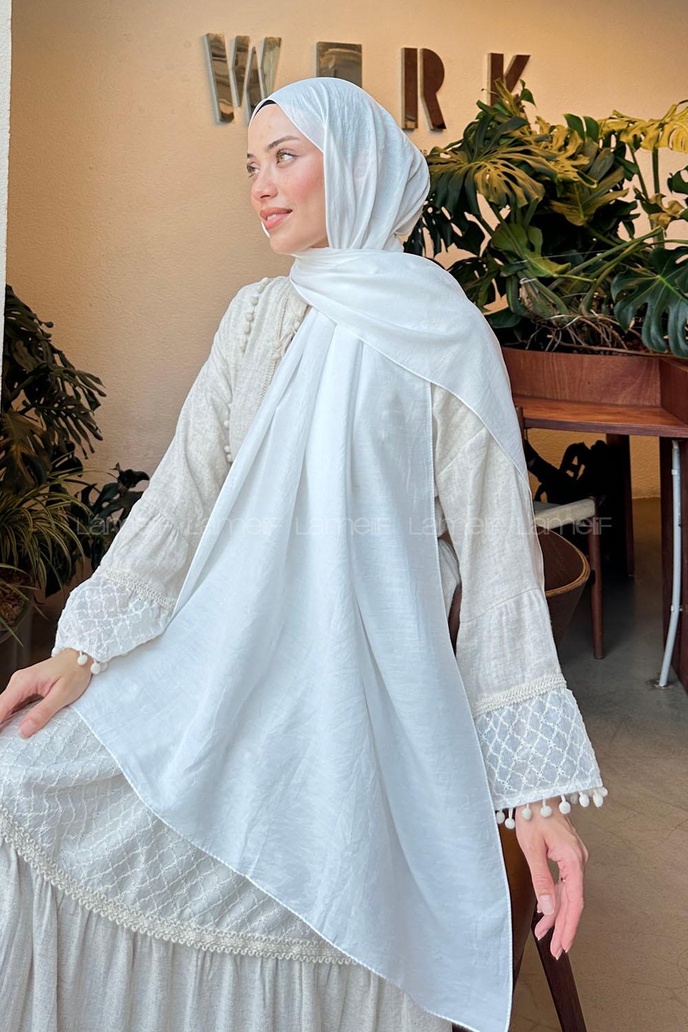 Lamelif Comfort Pamuk Şal Kırık Beyaz