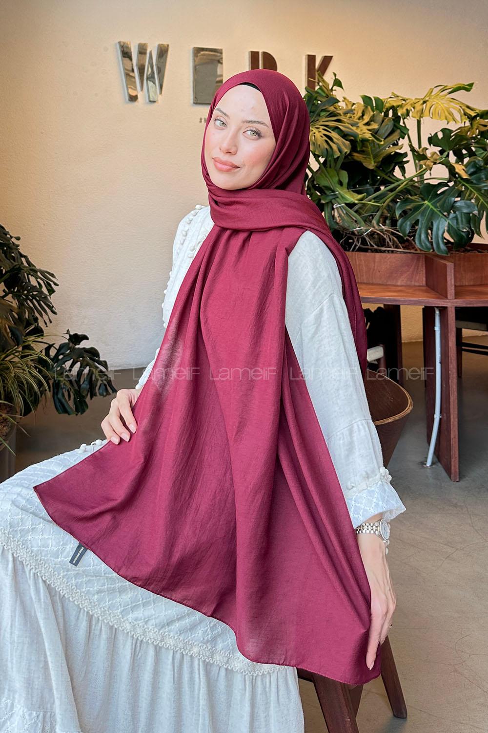 Lamelif Comfort Pamuk Şal Koyu Bordo