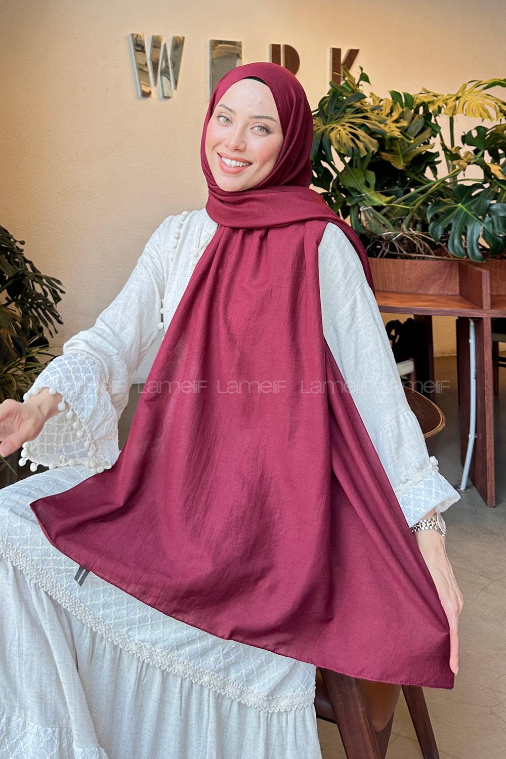 Lamelif Comfort Pamuk Şal Koyu Bordo