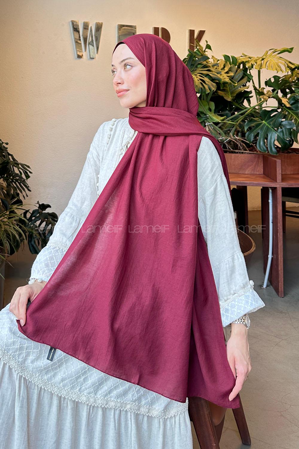 Lamelif Comfort Pamuk Şal Koyu Bordo