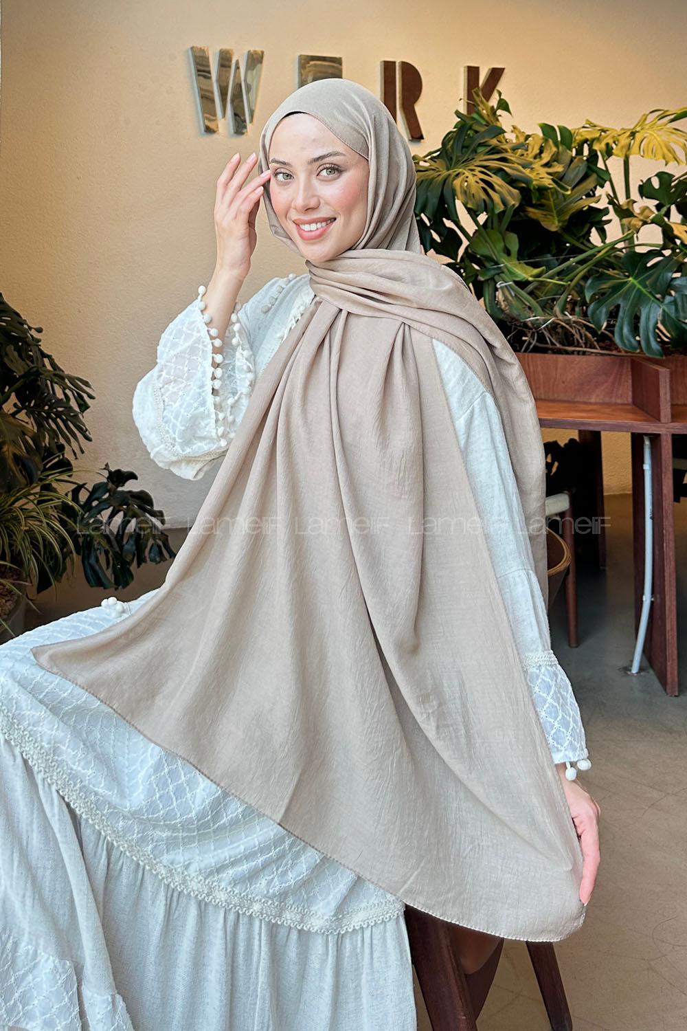 Lamelif Comfort Pamuk Şal Koyu Vizon