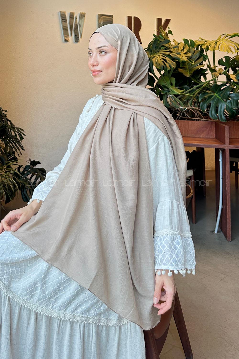 Lamelif Comfort Pamuk Şal Koyu Vizon