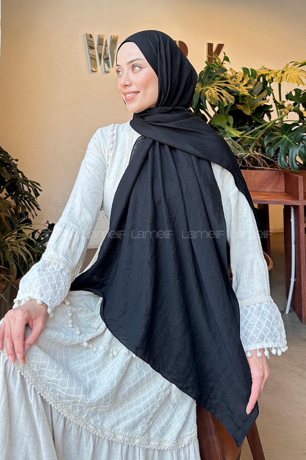 Lamelif Comfort Pamuk Şal Siyah