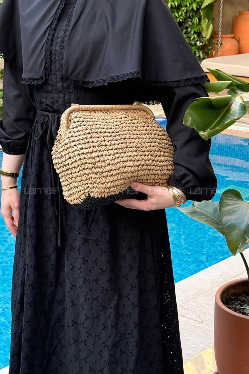 Lamelif Hasır Clutch Çanta Kadın