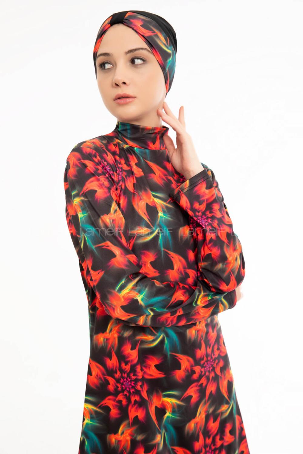 Lamelif Haşama Tesettür Mayo Hijap Bordo