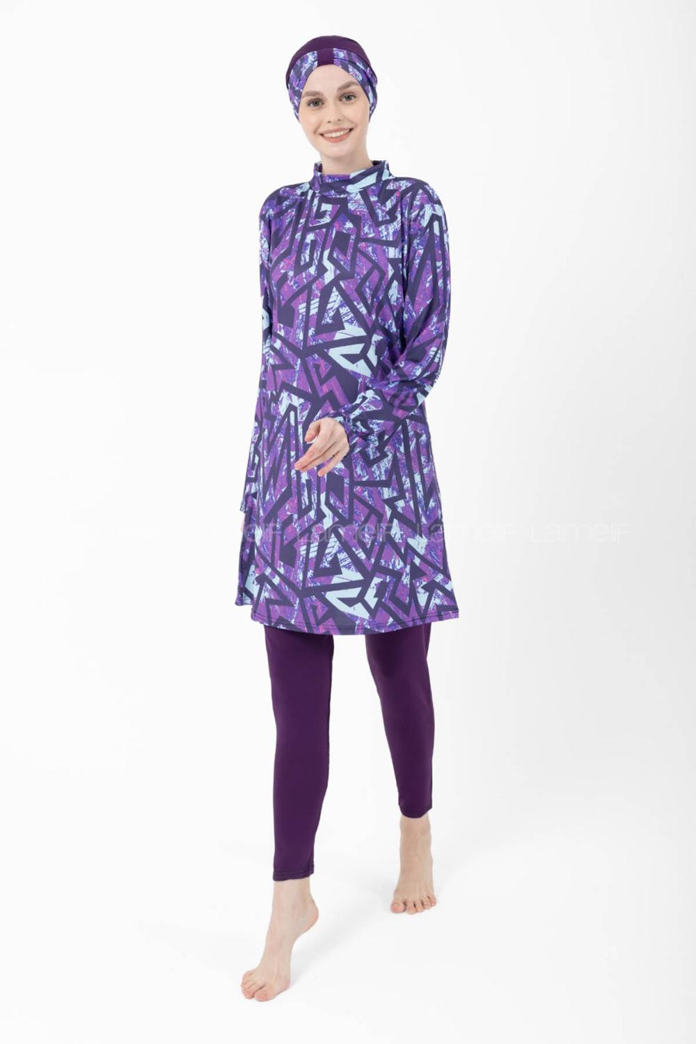 Lamelif Haşama Tesettür Mayo Hijap Mor