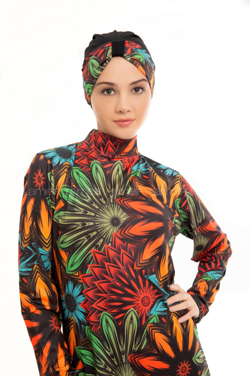 Lamelif Haşama Tesettür Mayo Hijap Renkli