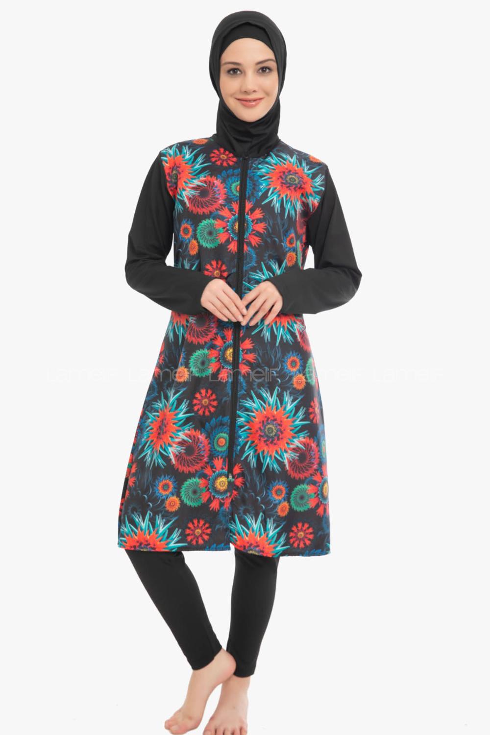 Lamelif Haşama Tesettür Mayo Hijap Renkli