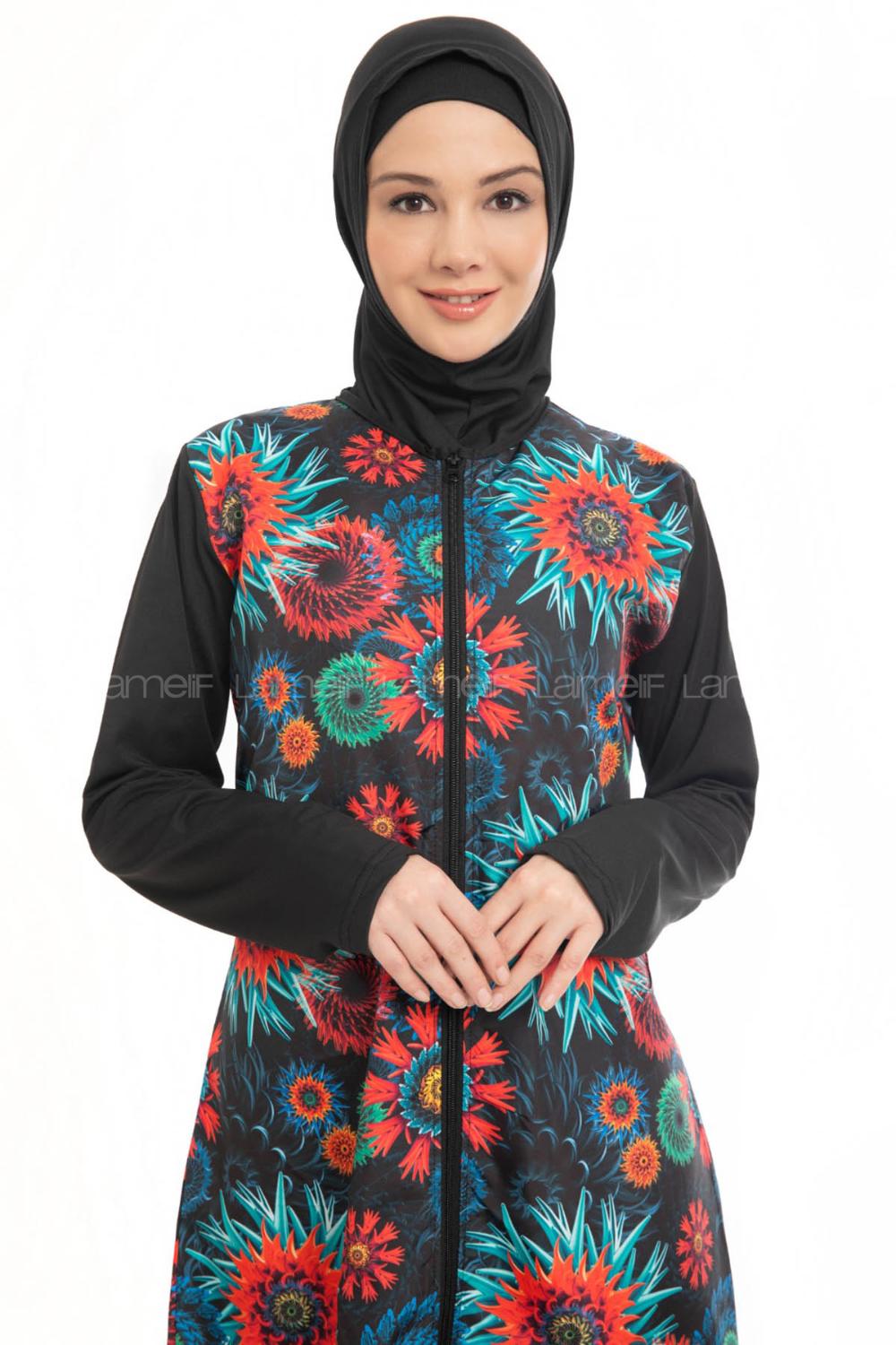 Lamelif Haşama Tesettür Mayo Hijap Renkli