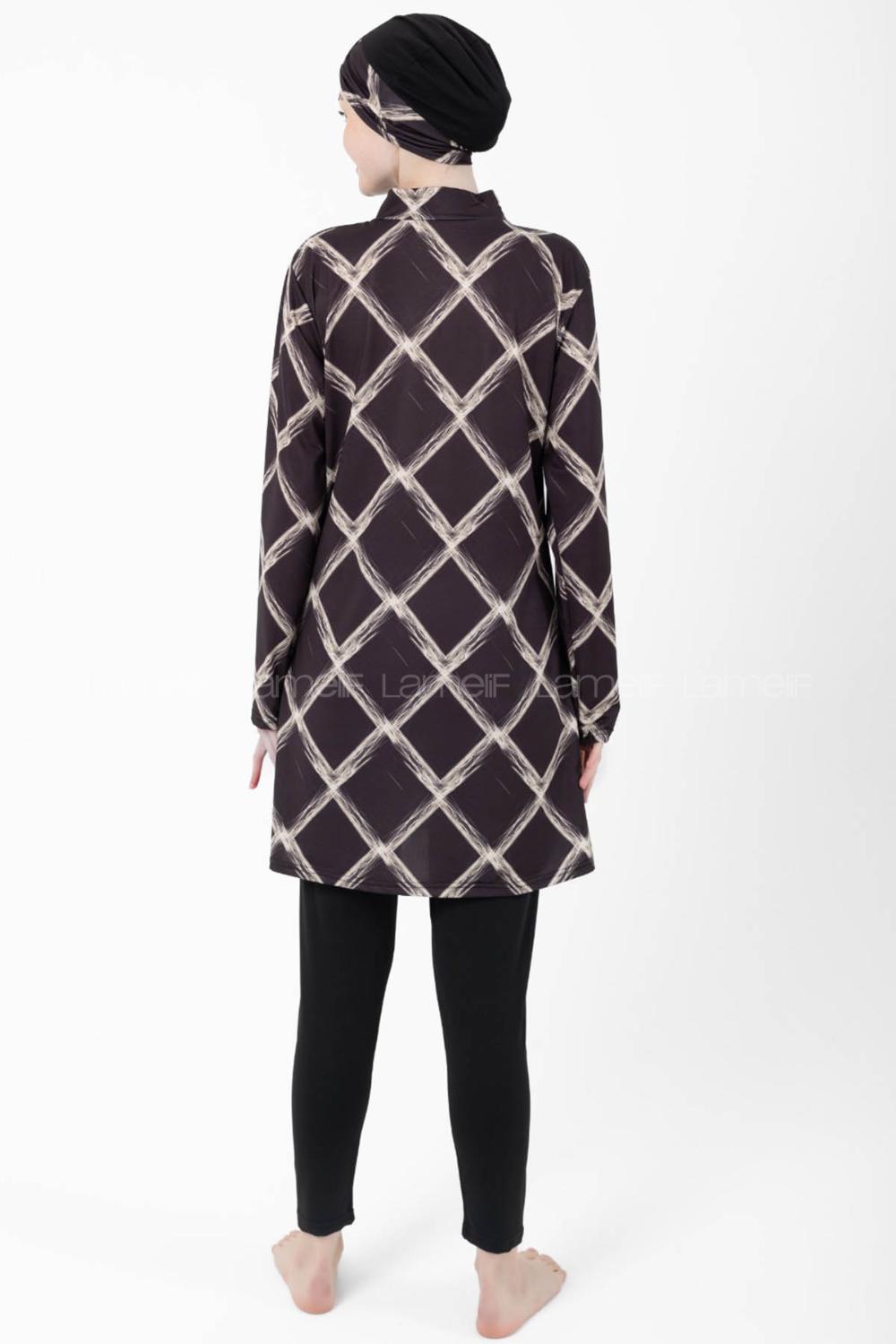 Lamelif Haşama Tesettür Mayo Hijap Siyah