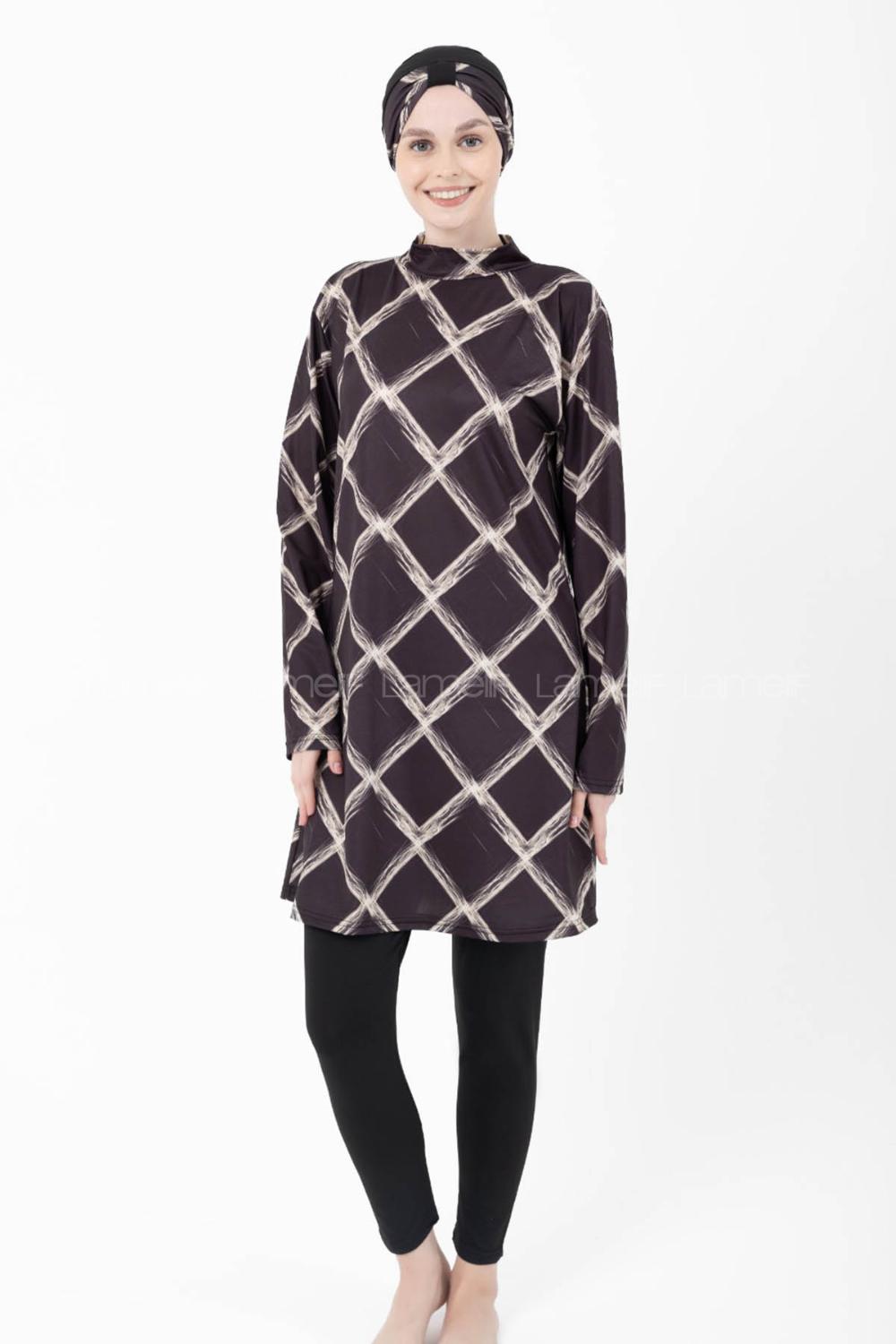 Lamelif Haşama Tesettür Mayo Hijap Siyah