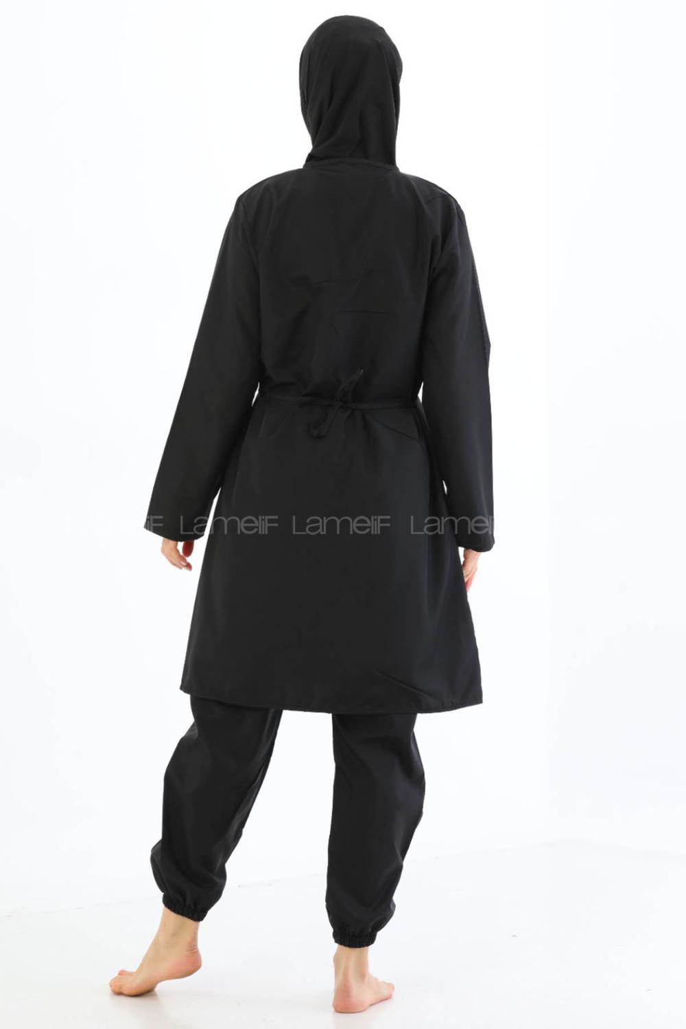 Lamelif Haşama Tesettür Mayo Hijap Siyah