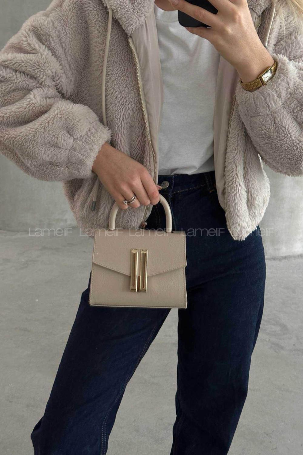 Lamelif Montanna Model Kadın El Ve Omuz Çantası Vizonrengi