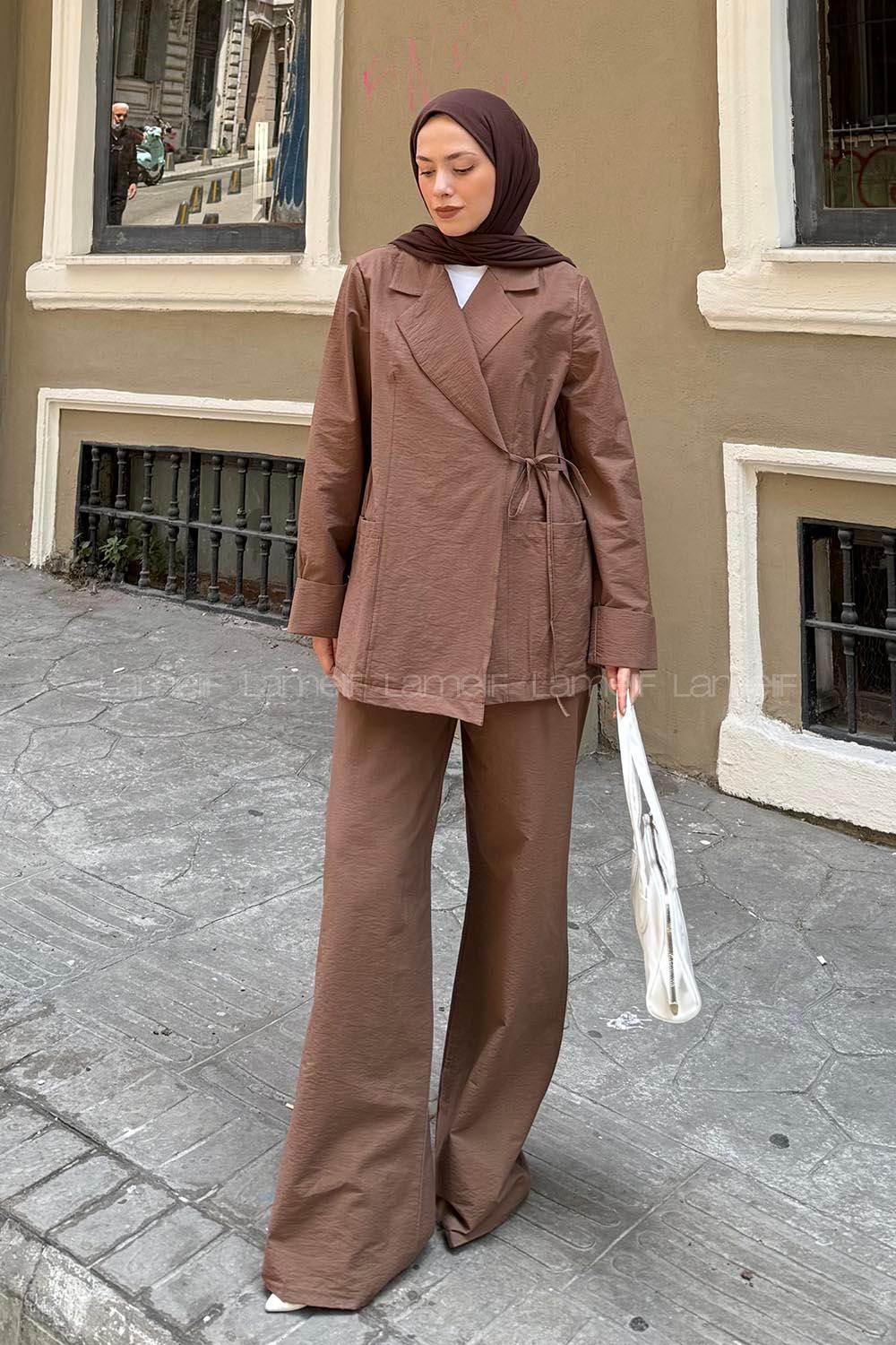 Lamelif Kimono Takım Acı Kahve