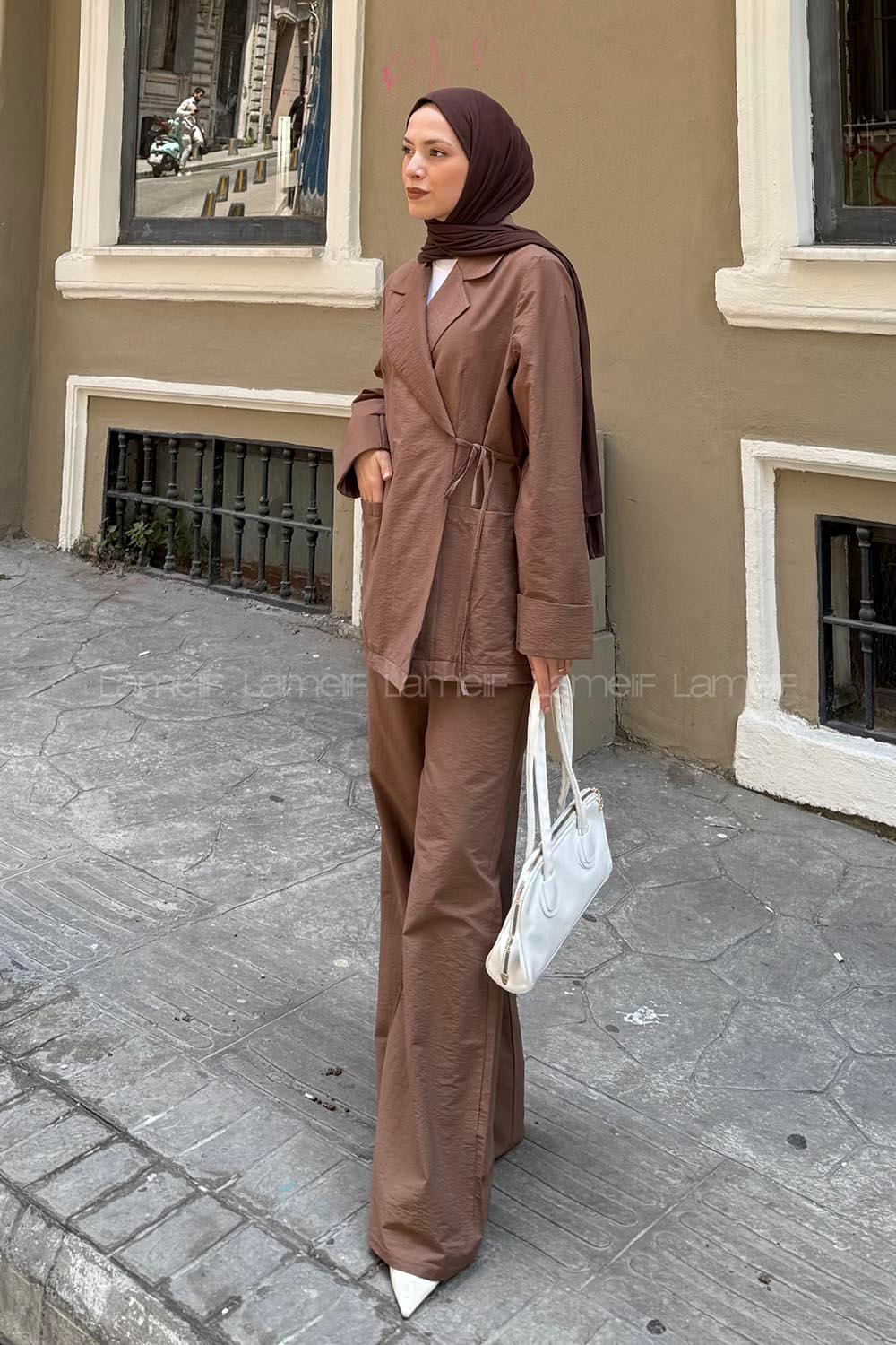 Lamelif Kimono Takım Acı Kahve