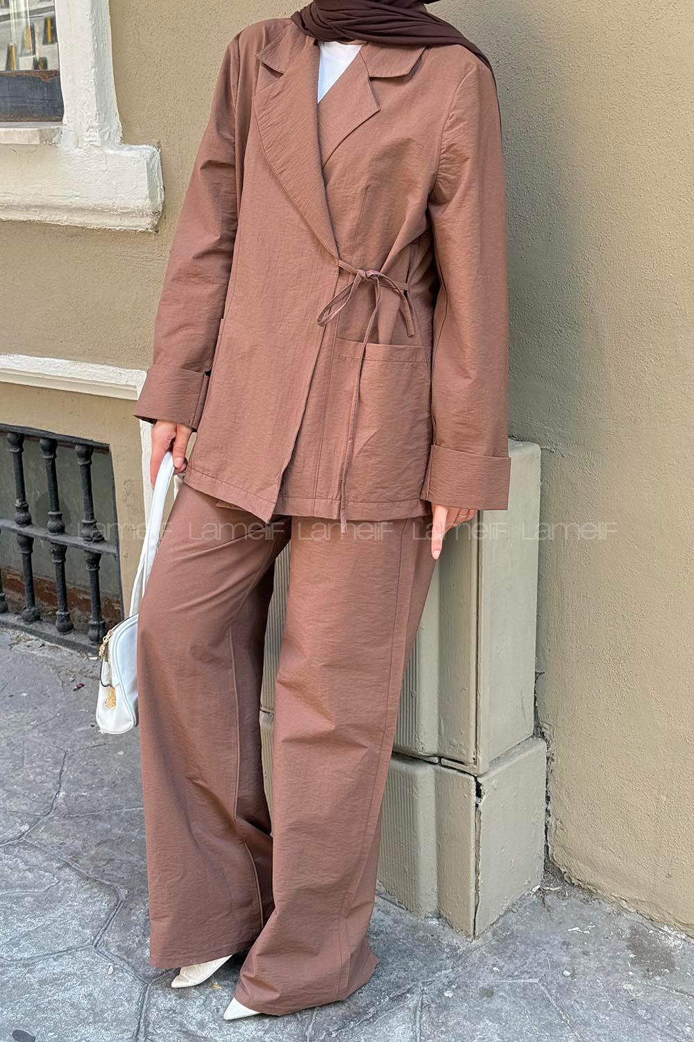 Lamelif Kimono Takım Acı Kahve