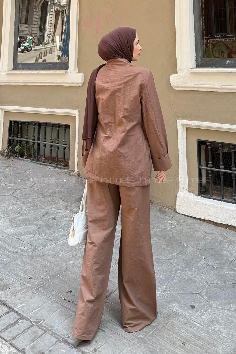 Lamelif Kimono Takım Acı Kahve