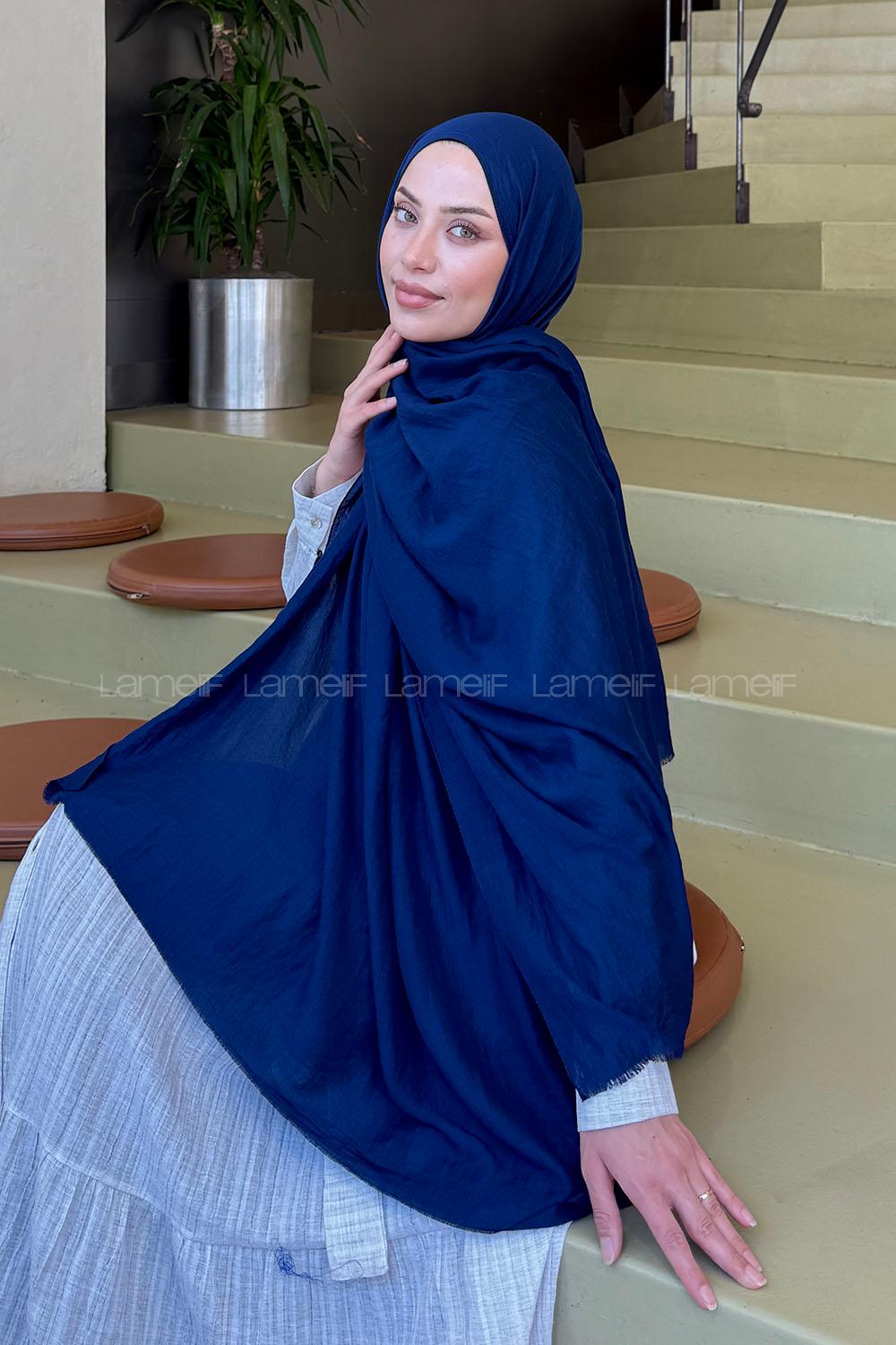 Lamelif Organik Premium Şal Gece Mavisi