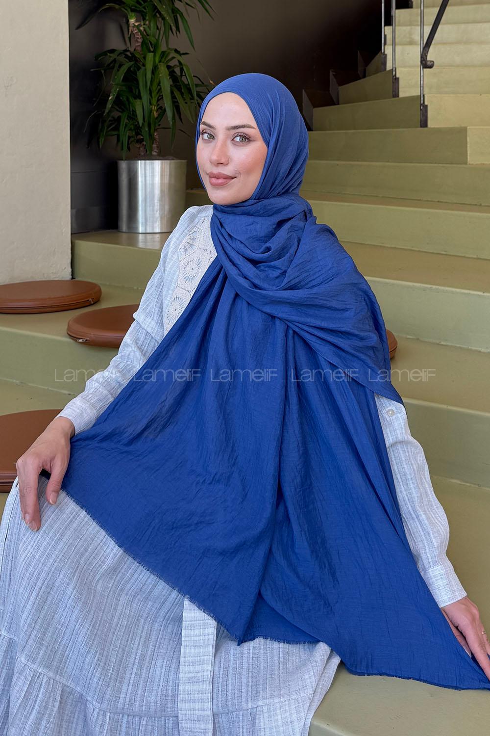 Lamelif Organik Premium Şal İndigo