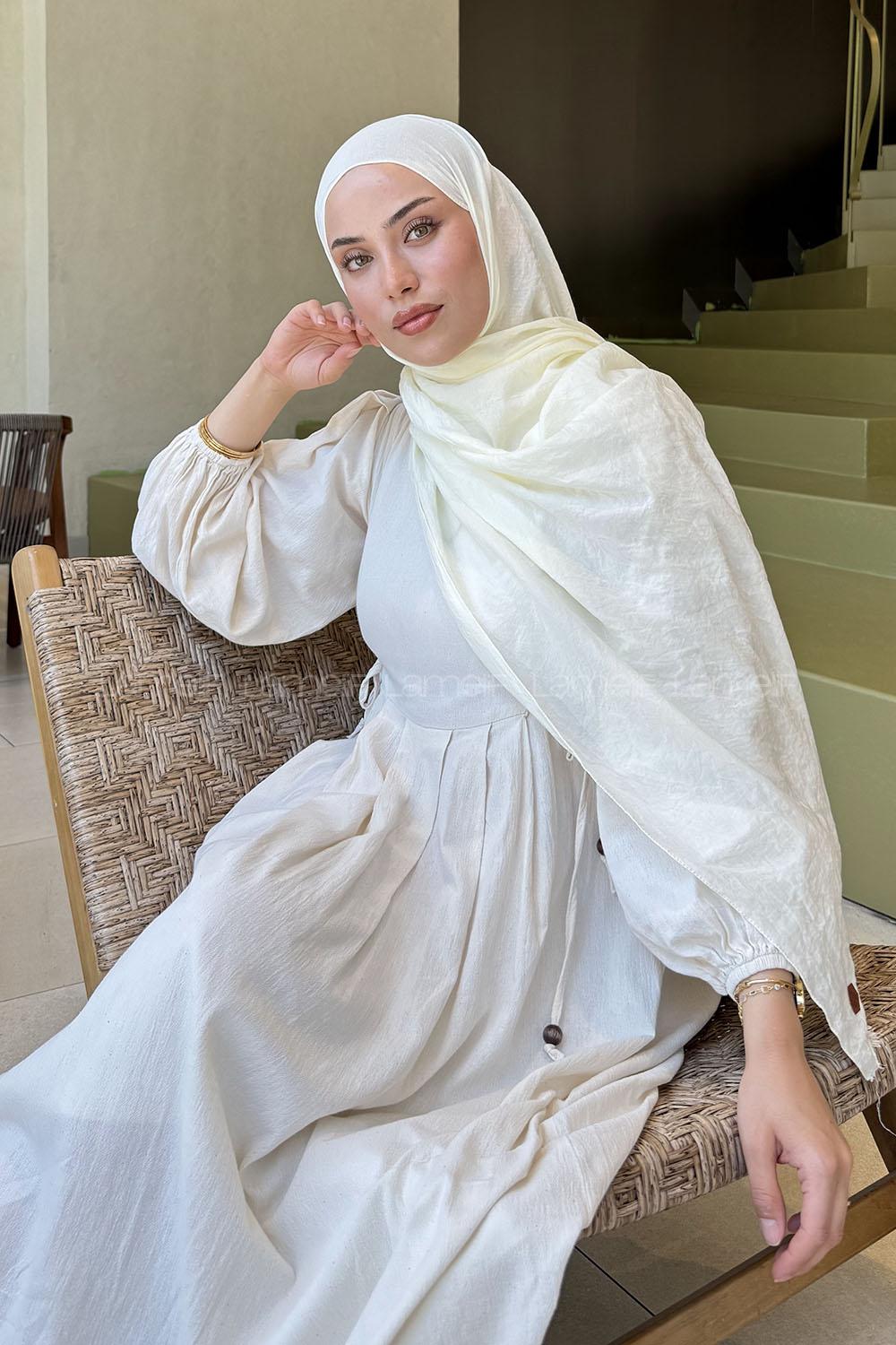 Lamelif Organik Premium Şal Krem