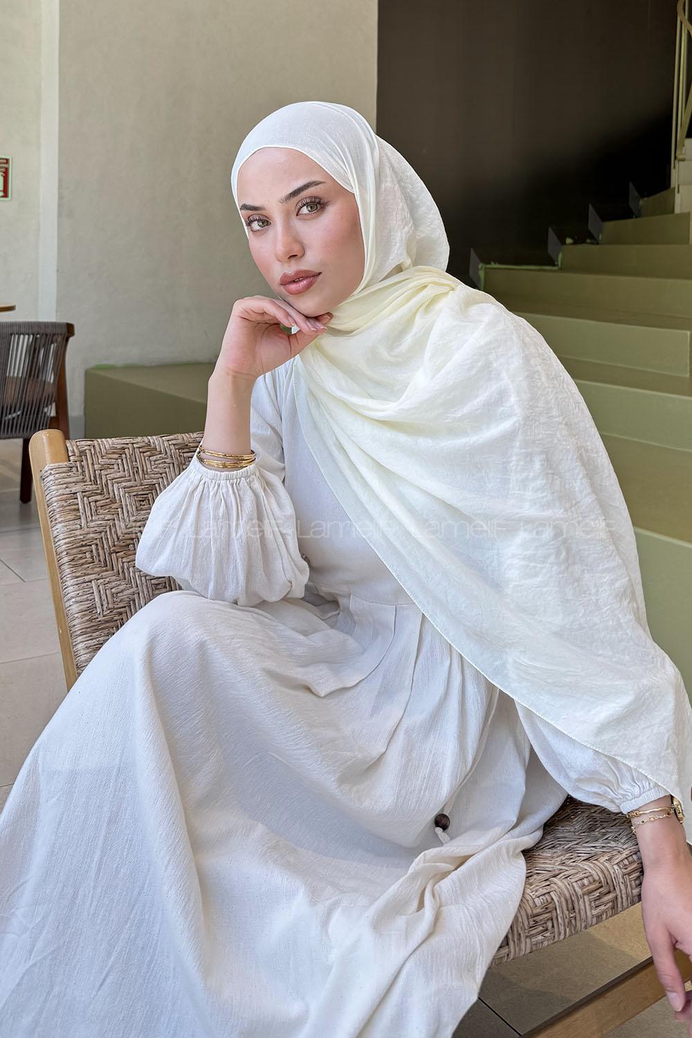 Lamelif Organik Premium Şal Krem