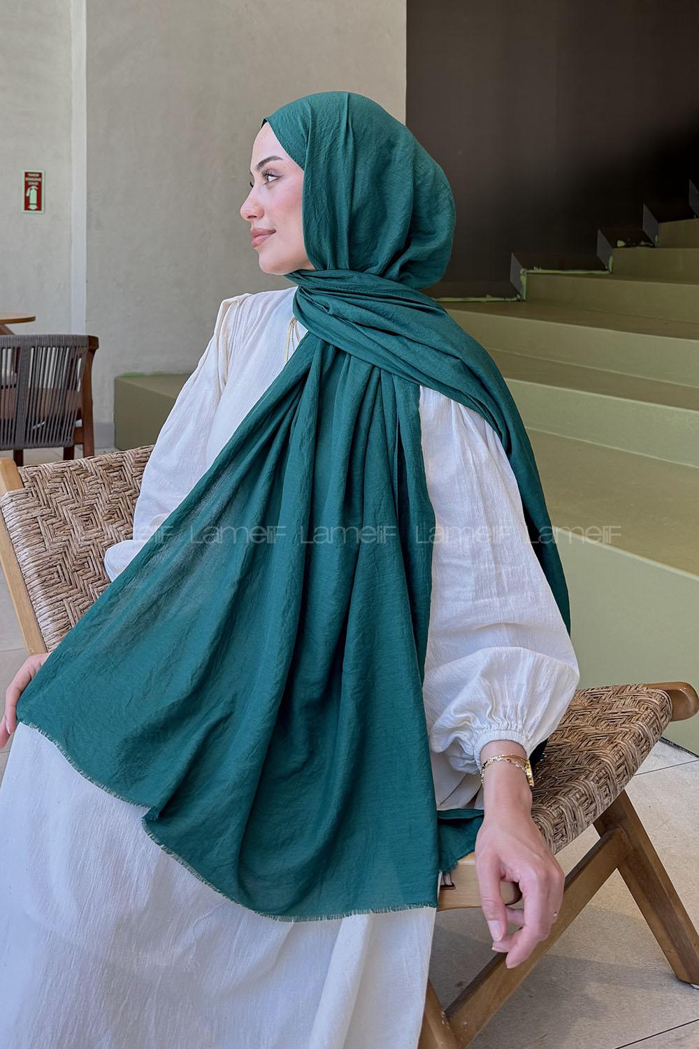 Lamelif Organik Premium Şal Zümrüt Yeşili