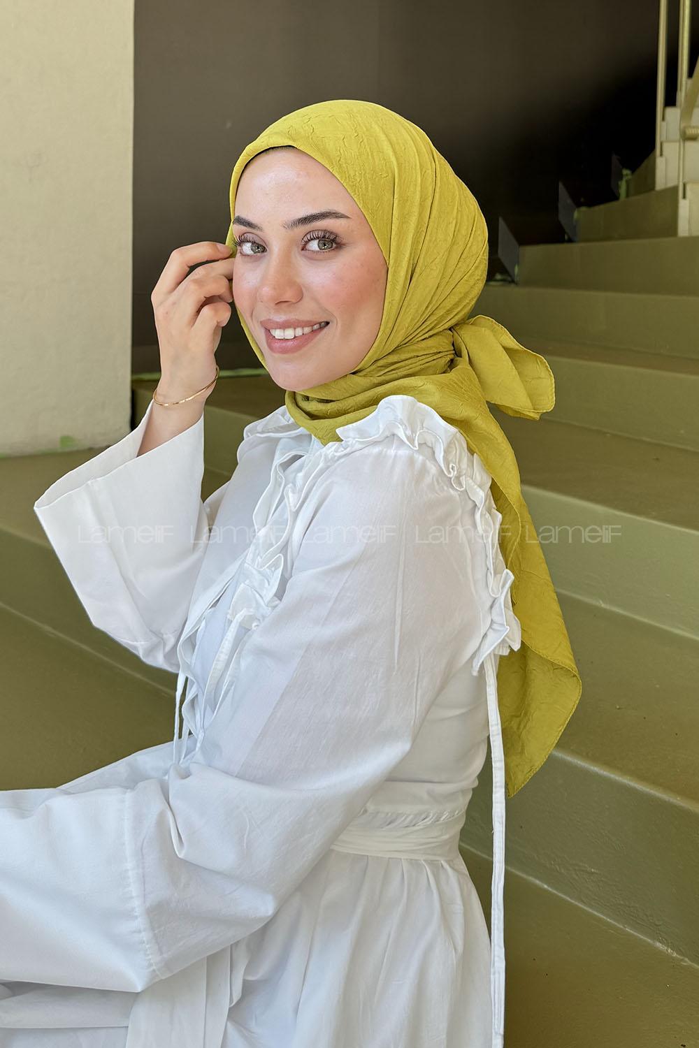 Lamelif Bambu Eşarp Yağ Yeşili