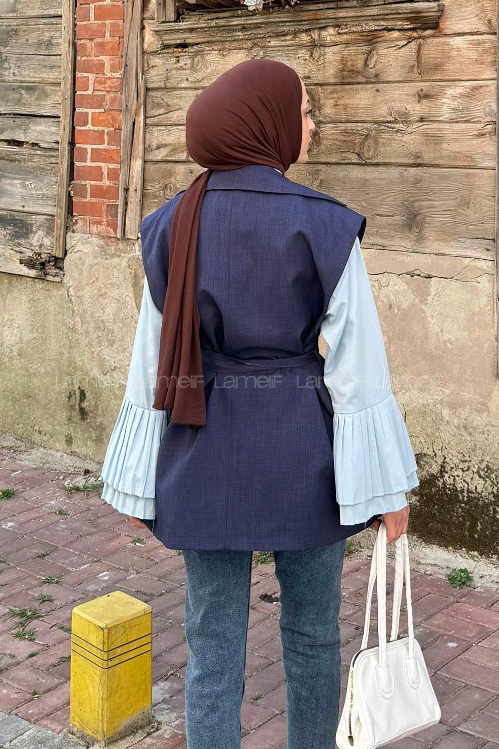 Lamelif Kolsuz Tesettür Yelek Lacivert