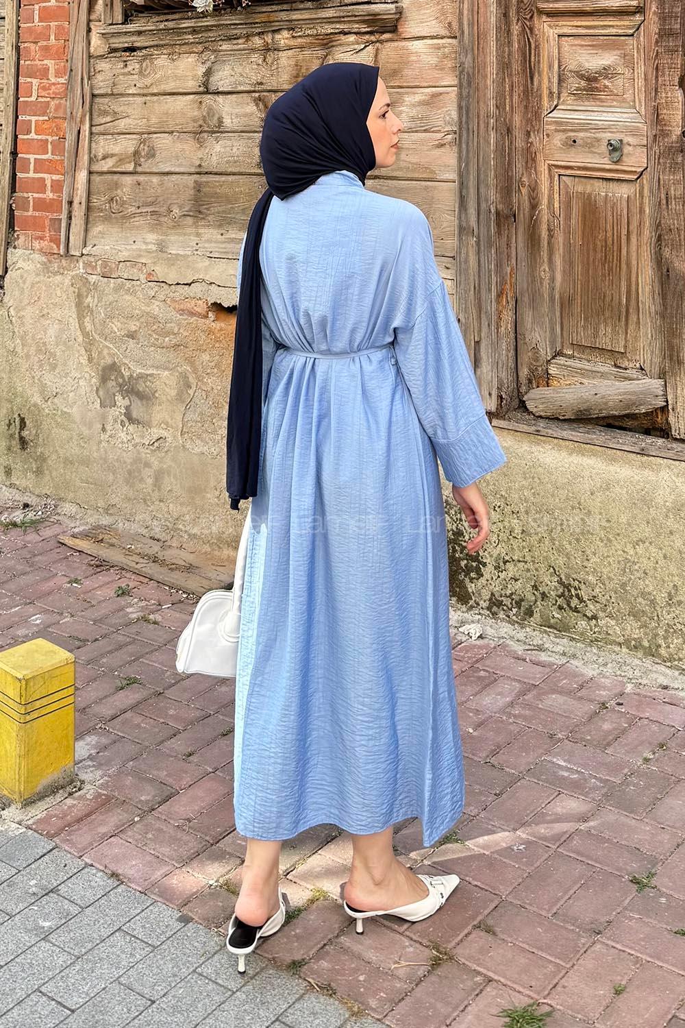 Lamelif Pat Detaylı Elbise Mavi