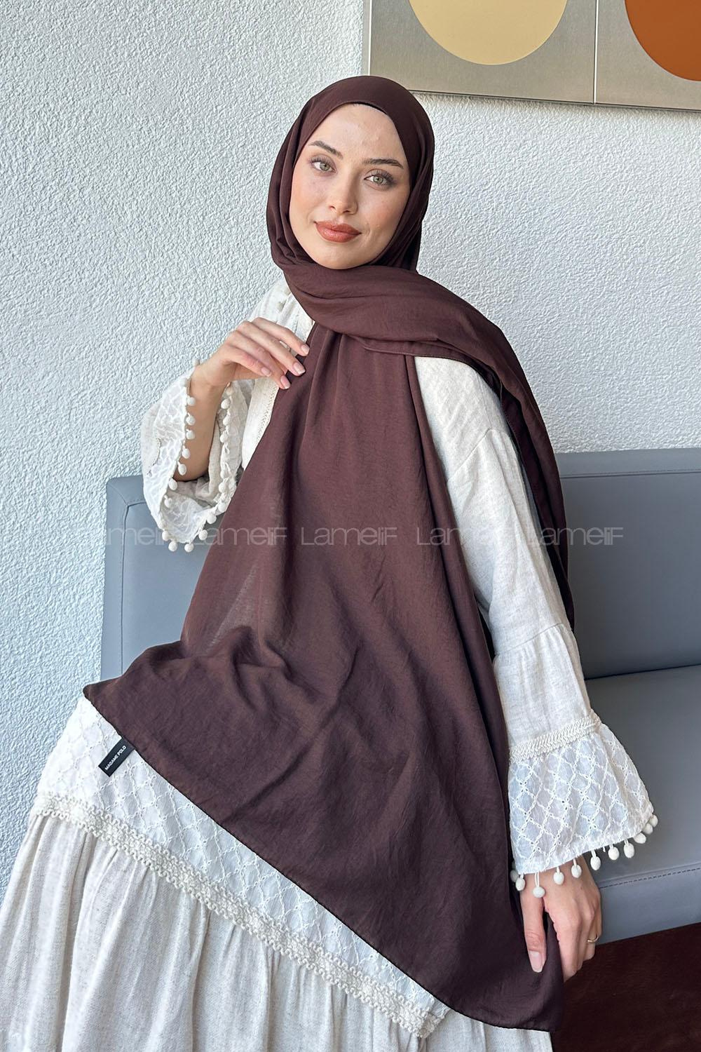 Lamelif Comfort Pamuk Şal Kahvrengi