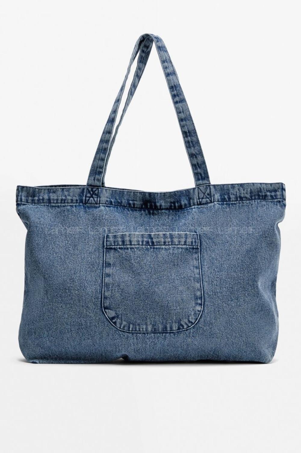 Lamelif Büyük Denim Tote Çanta Kot Mavisi
