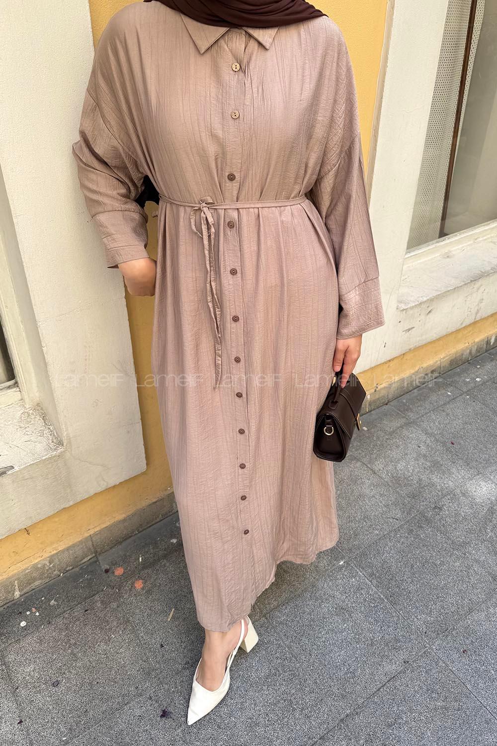 Mink Shirt Collar Cotton Lycra Dresess