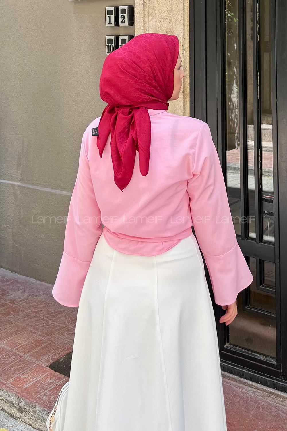 Lamelif Belden Bağlamalı Gömlek Pembe
