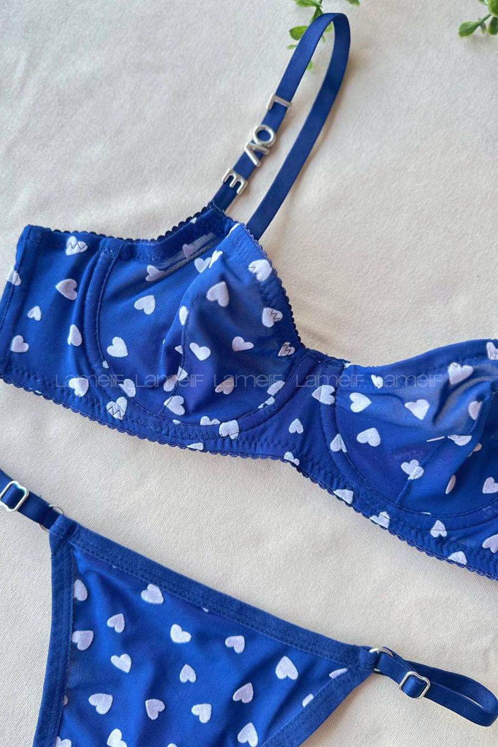 Lamelif Brode Tül Love Sütyen Takım