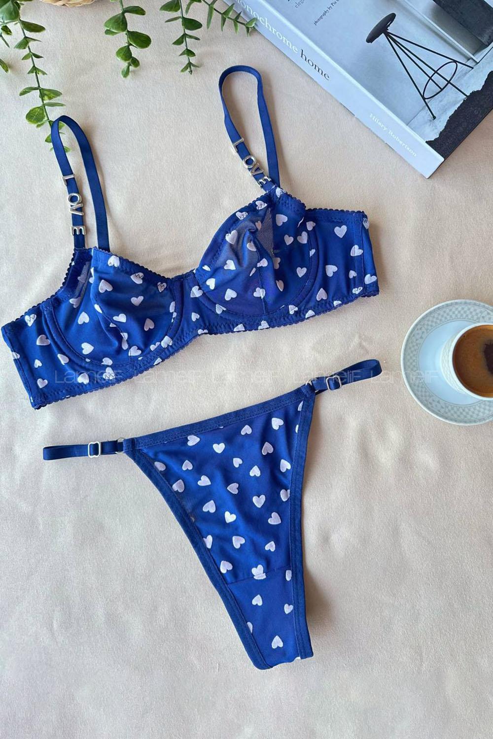 Lamelif Brode Tül Love Sütyen Takım