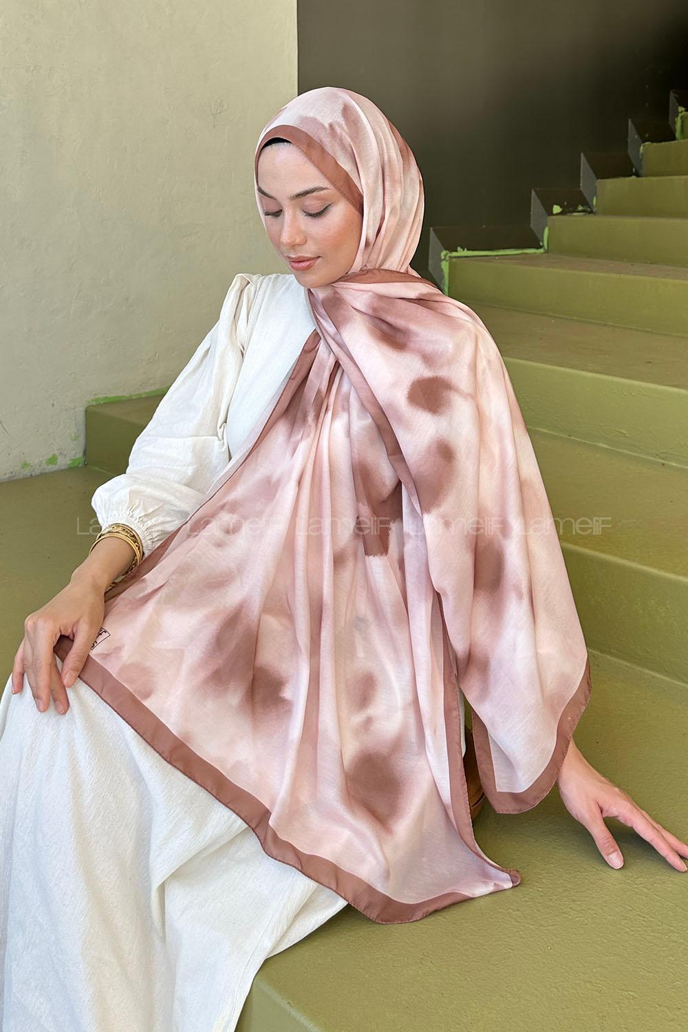 Lamelif Batik Desen Soft Şal Sütlü Kahve