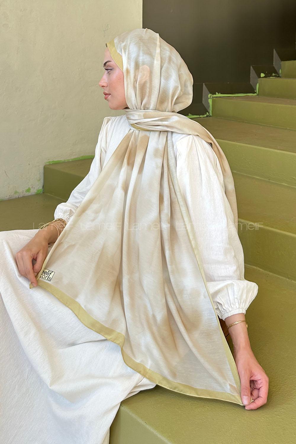 Lamelif Batik Desen Soft Şal Yağ Yeşili