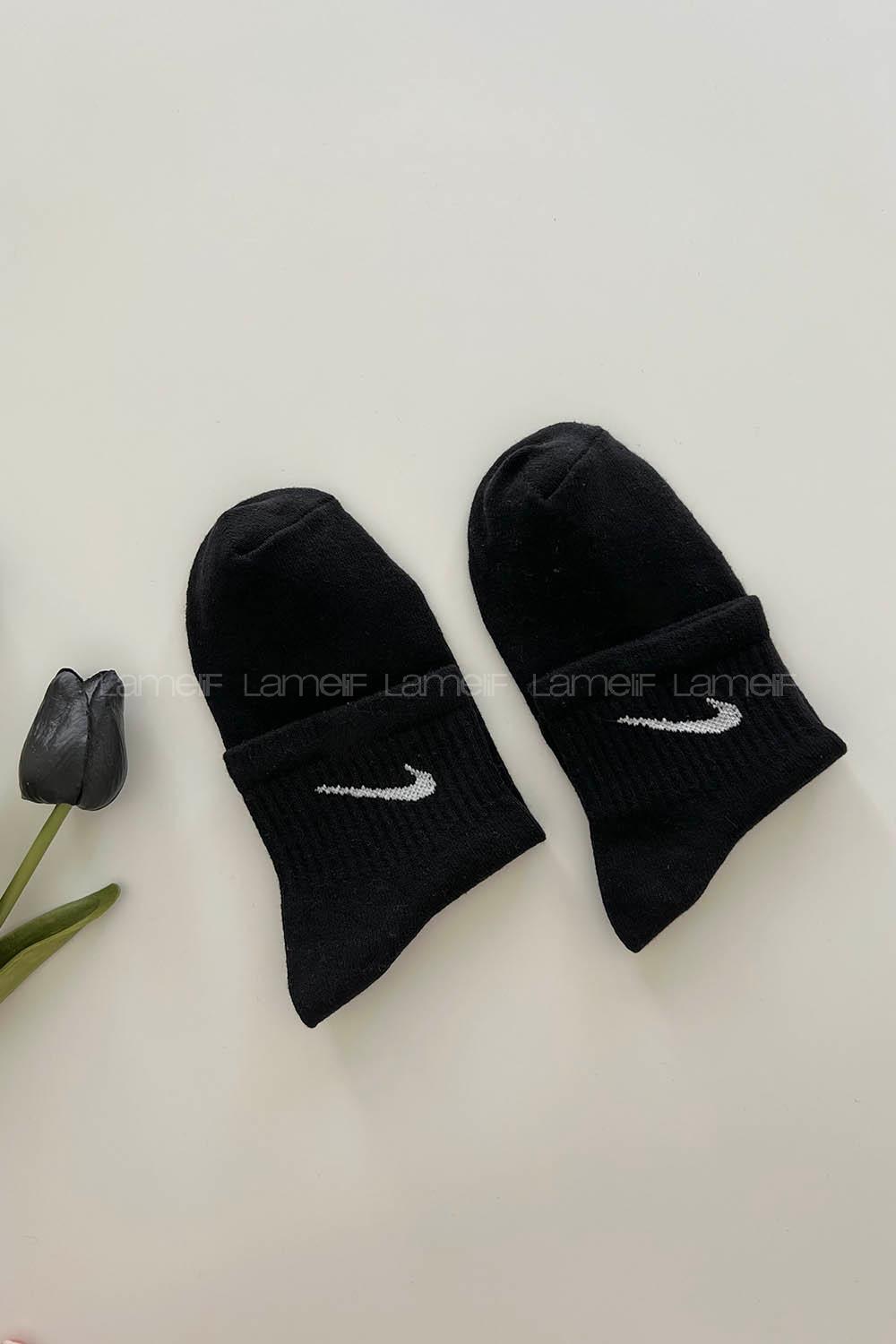 Lamelif Yarım Konç Siyah Spor Çorap