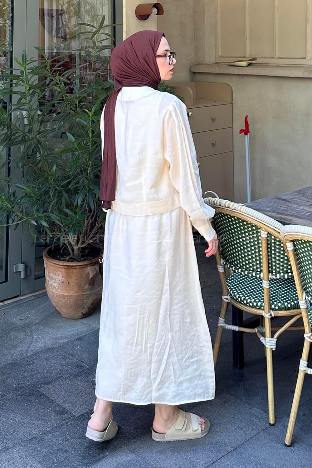 Stone Crew Neck Long Arm Polyester Flare Suit