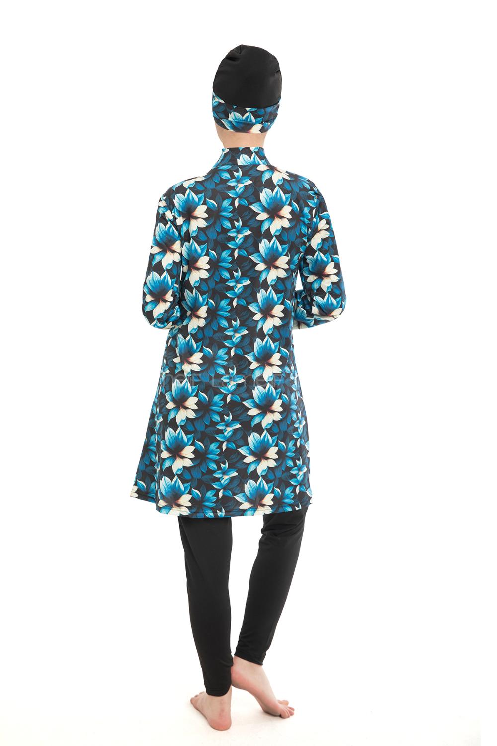 Lamelif Haşama Tesettür Mayo Hijap Buz Mavisi 