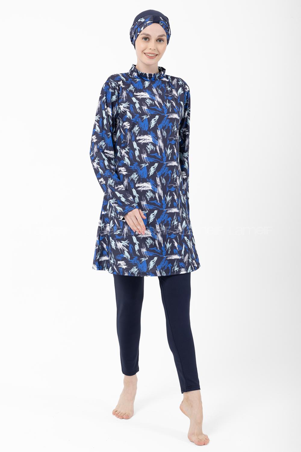 Lamelif Haşama Tesettür Mayo Hijap Lacivert