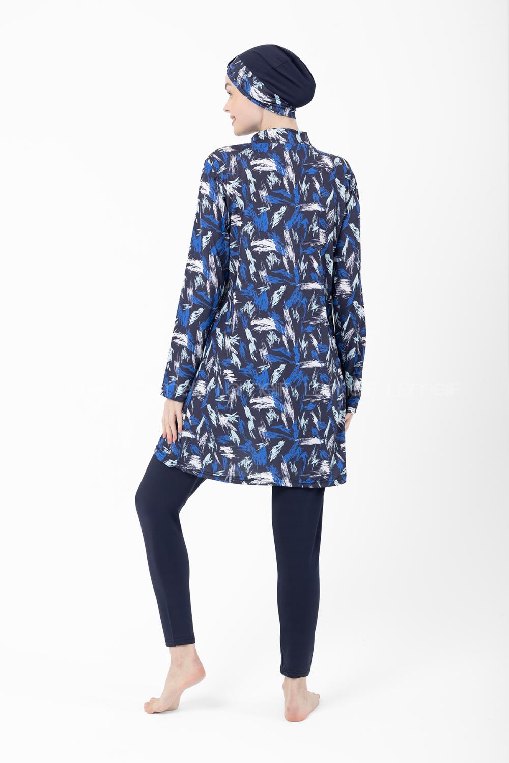 Lamelif Haşama Tesettür Mayo Hijap Lacivert