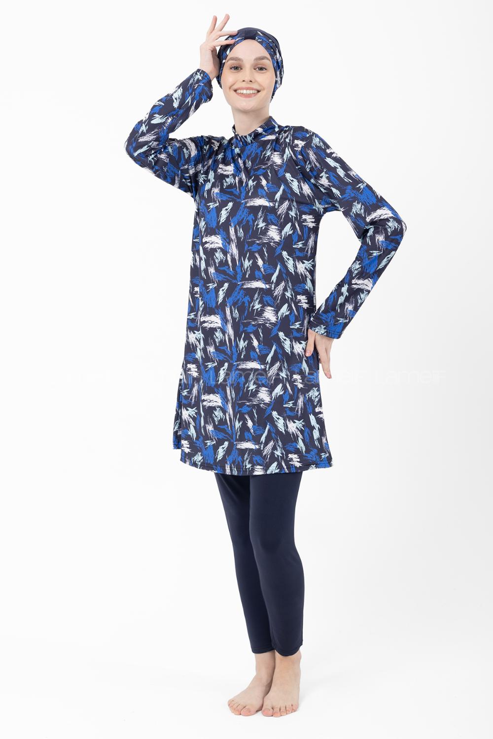 Lamelif Haşama Tesettür Mayo Hijap Lacivert