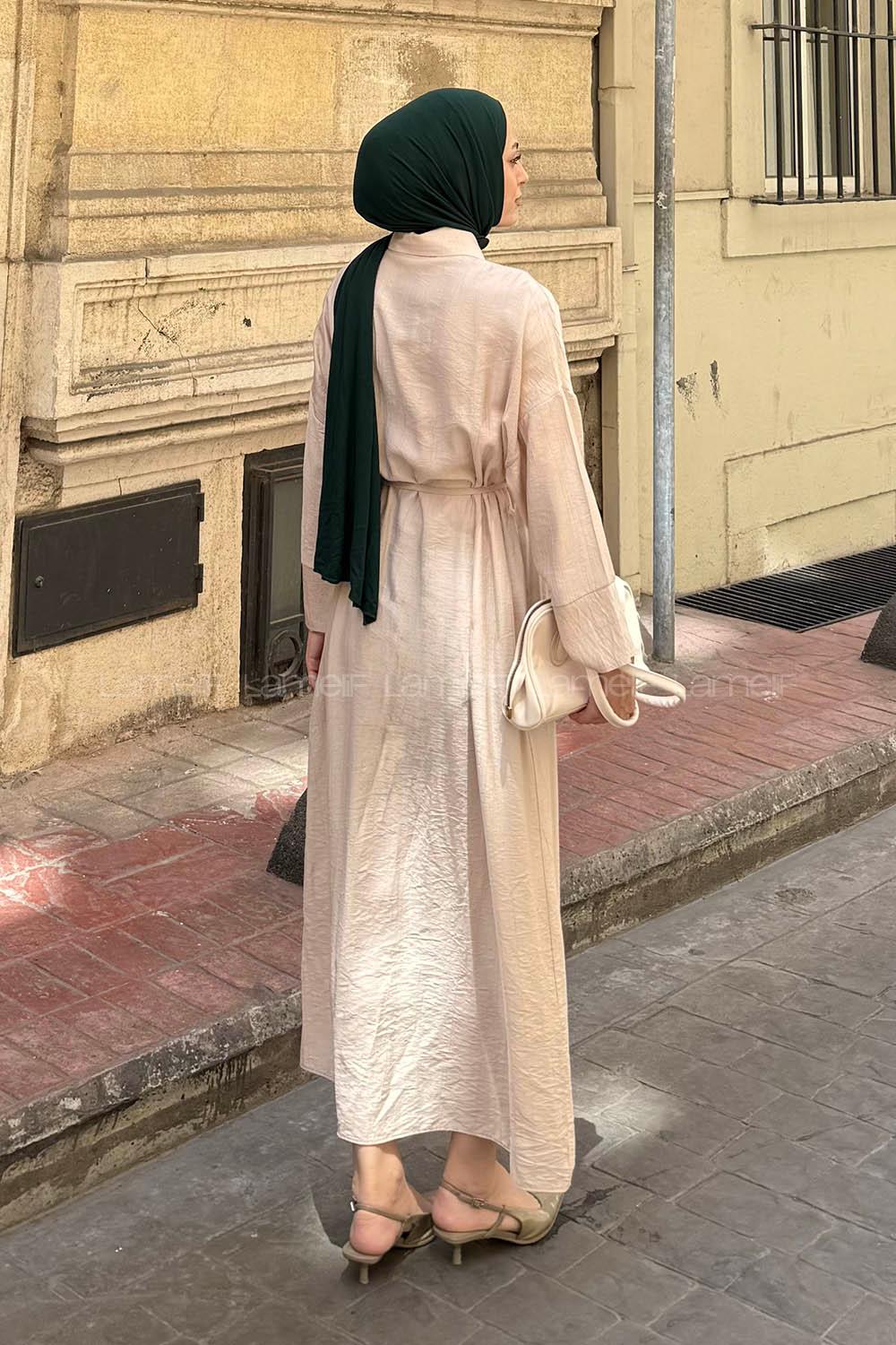 Lamelif Pat Detaylı Elbise Taş