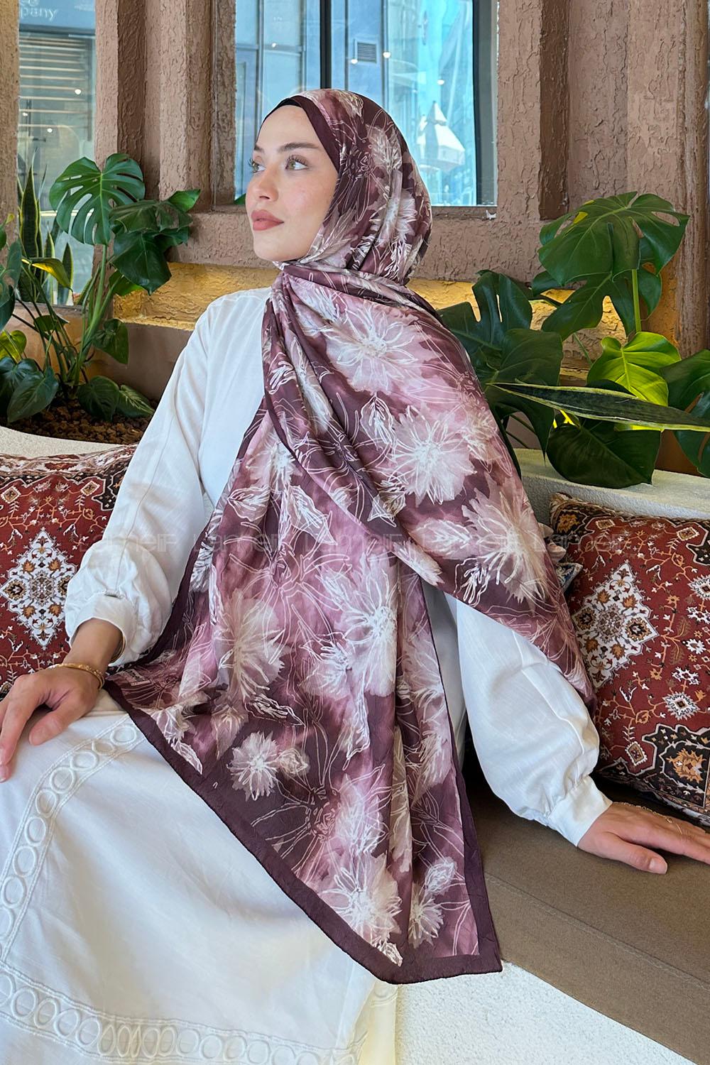 Claret Red Cotton Fabric Flowering Printed Shawl