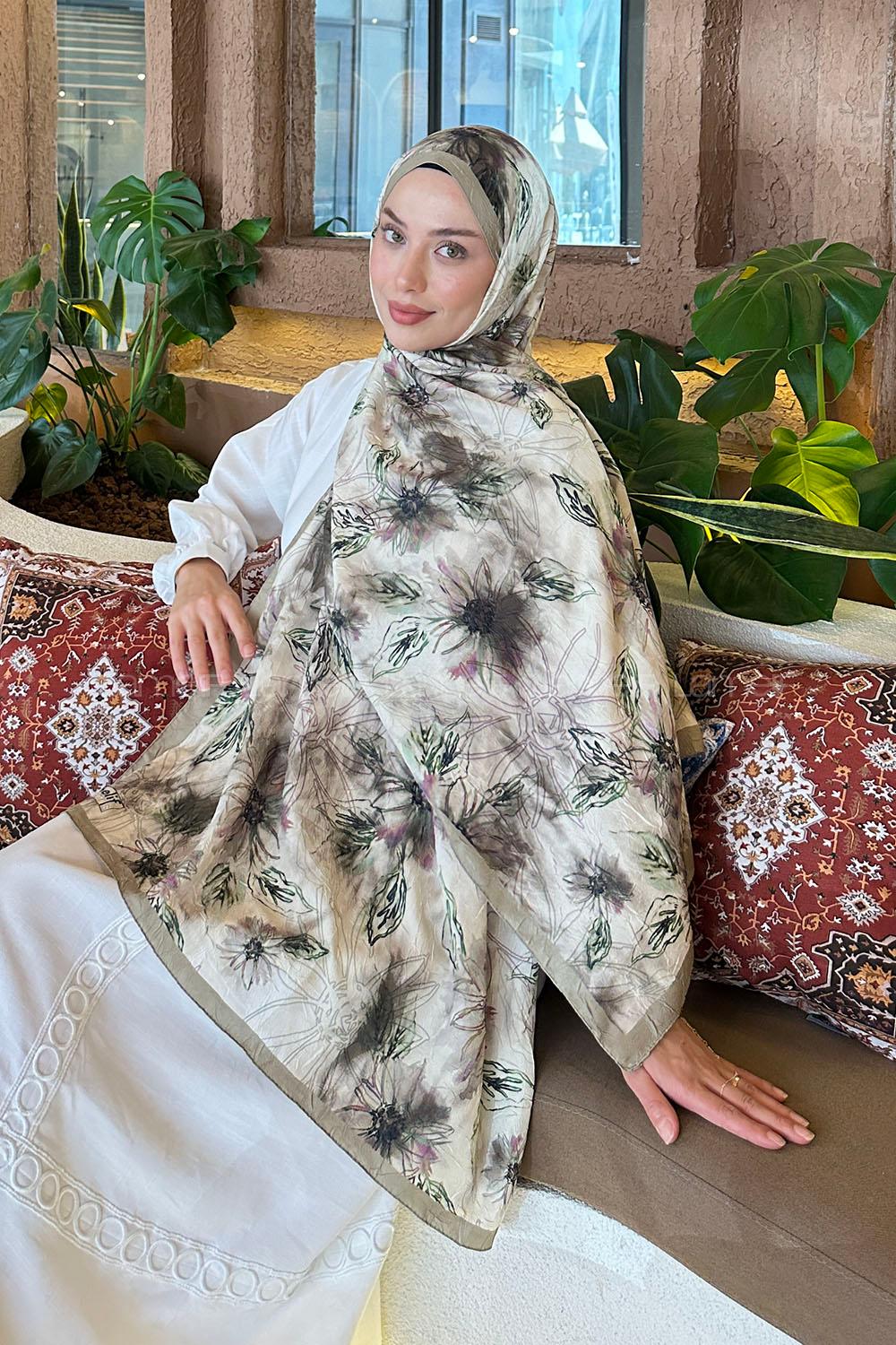 Lamelif Sarmaşık Desen Bambu Şal Mint Yeşili