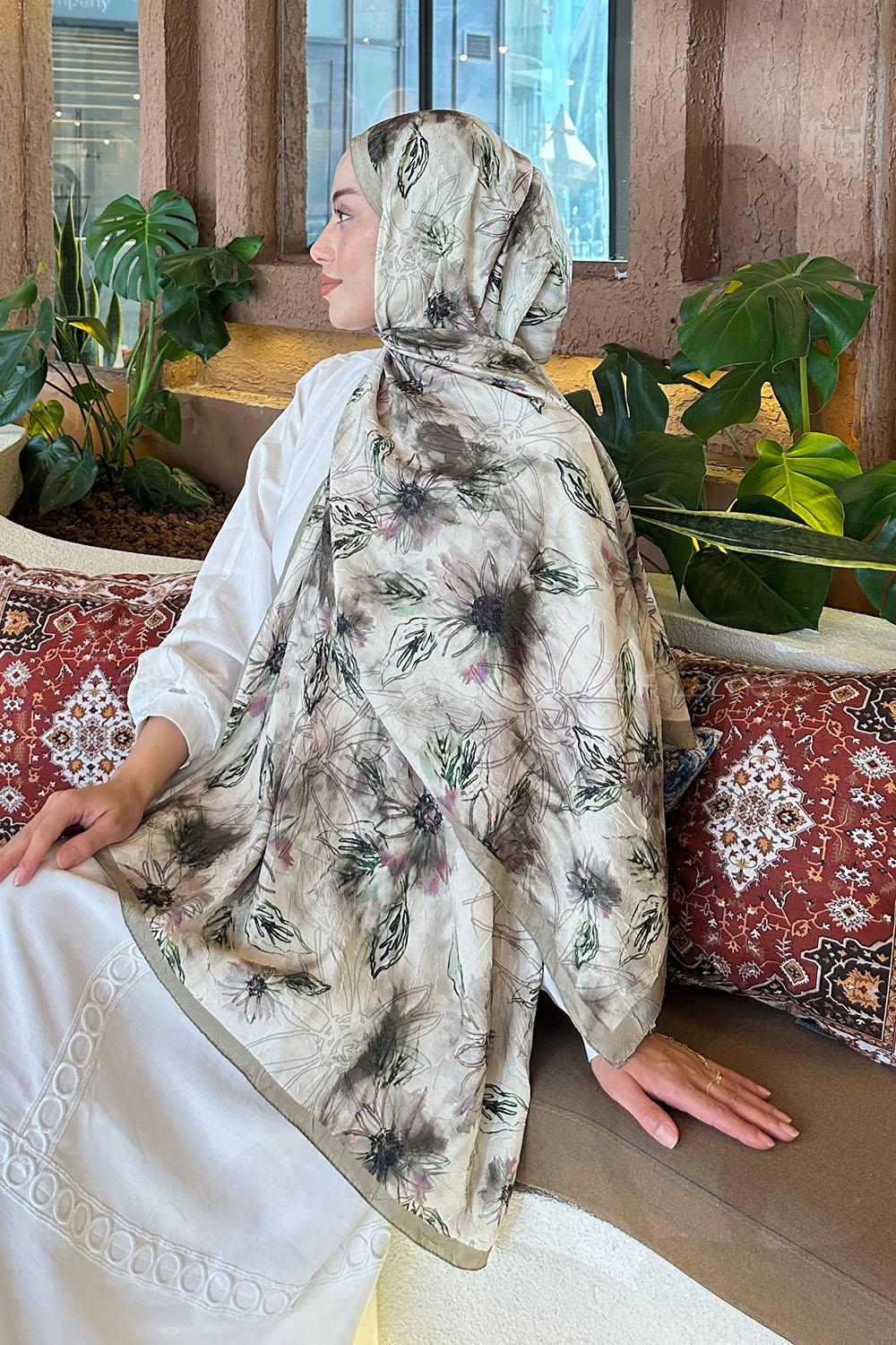 Lamelif Sarmaşık Desen Bambu Şal Mint Yeşili