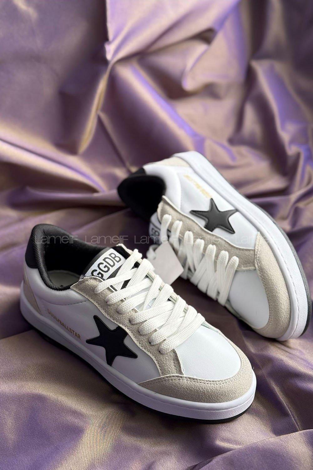 MOCE Ballstar GGDB/GoldenGoose Spor Yıldız Detaylı Spor Ayakkabı Beyaz-Siyah