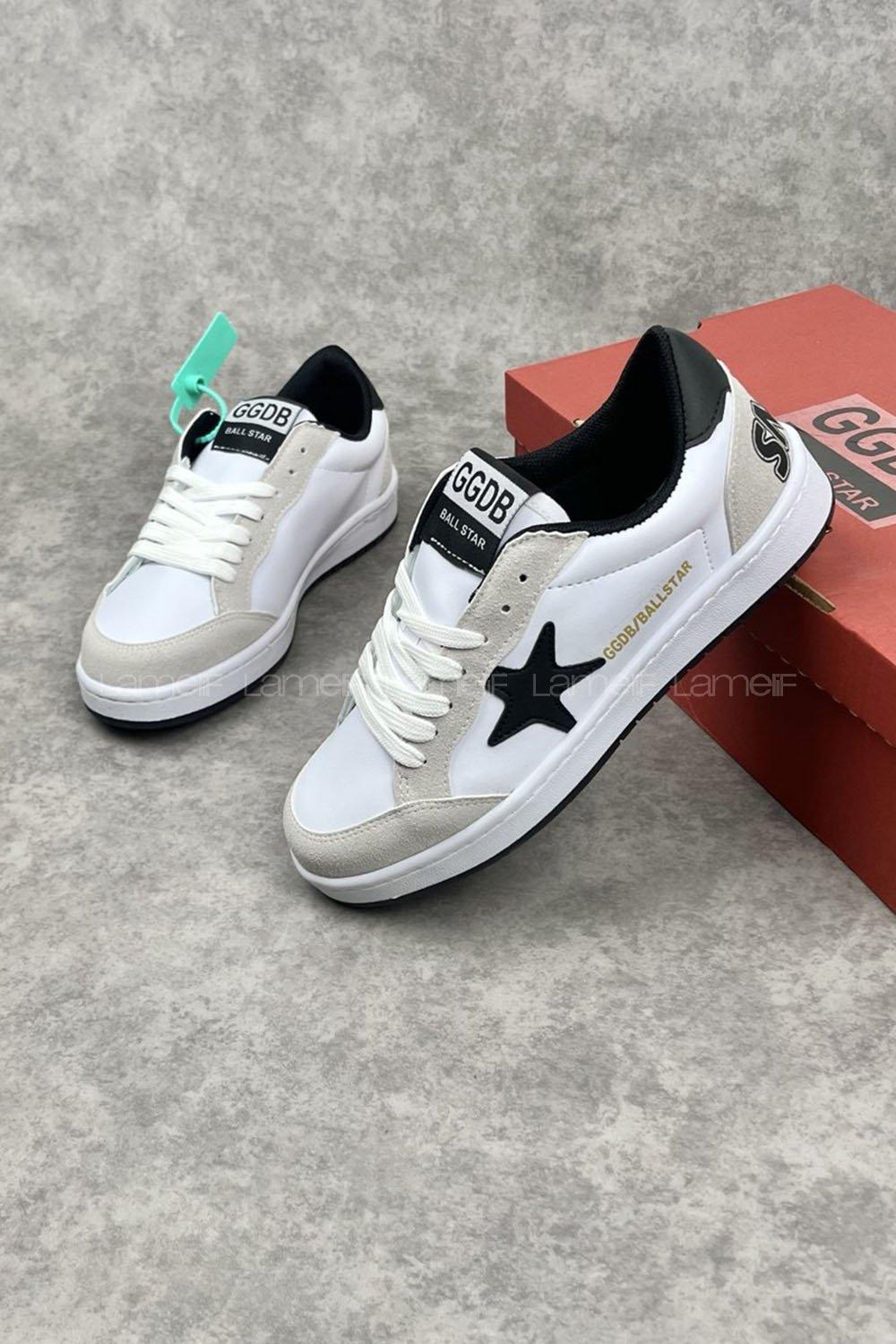 MOCE Ballstar GGDB/GoldenGoose Spor Yıldız Detaylı Spor Ayakkabı Beyaz-Siyah