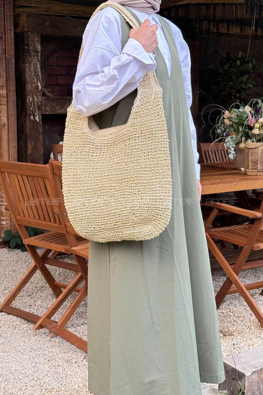 Lamelif Hasır Omuz Kadın Çantası